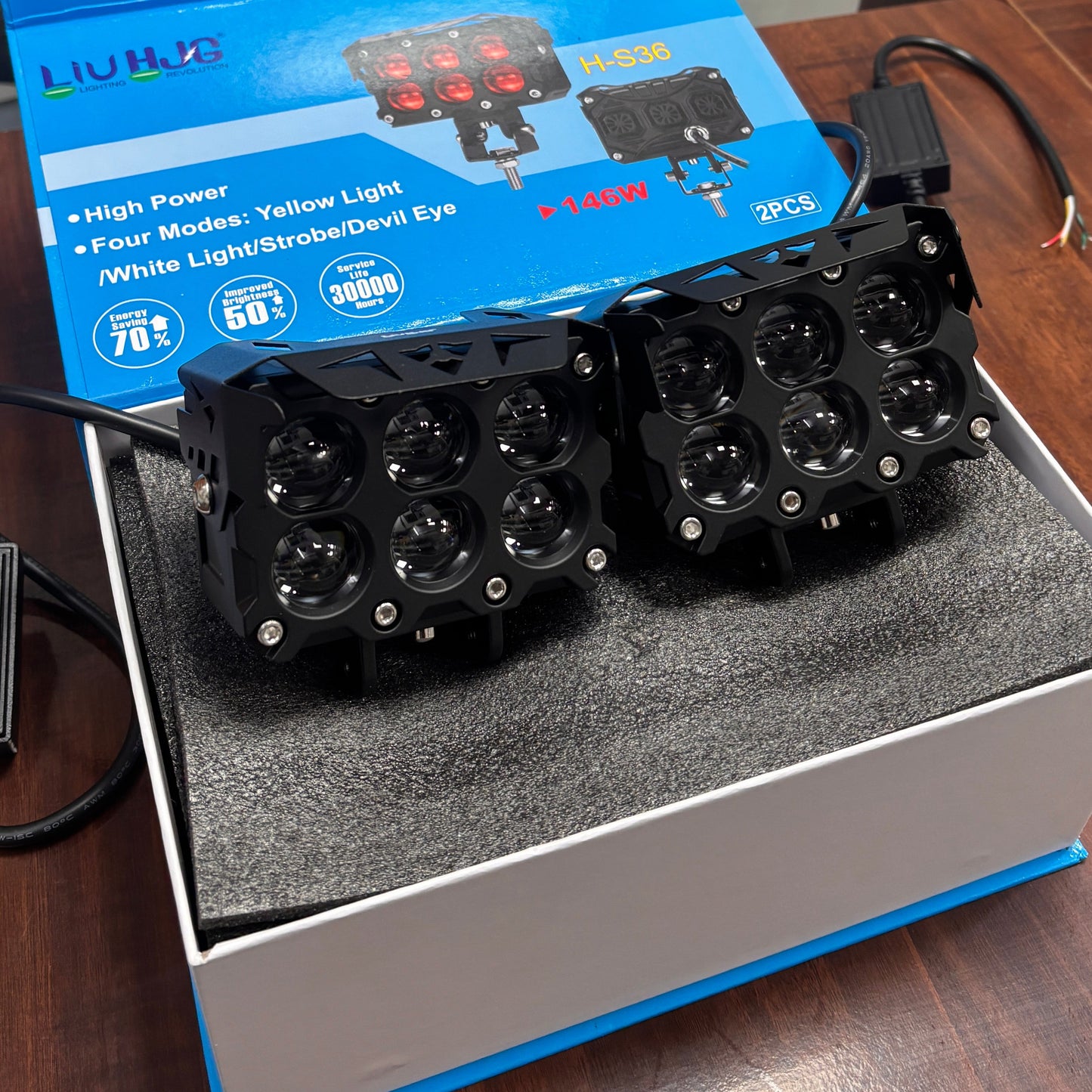 HJG future eye 6 lens 146watt fog light (pack of 2)