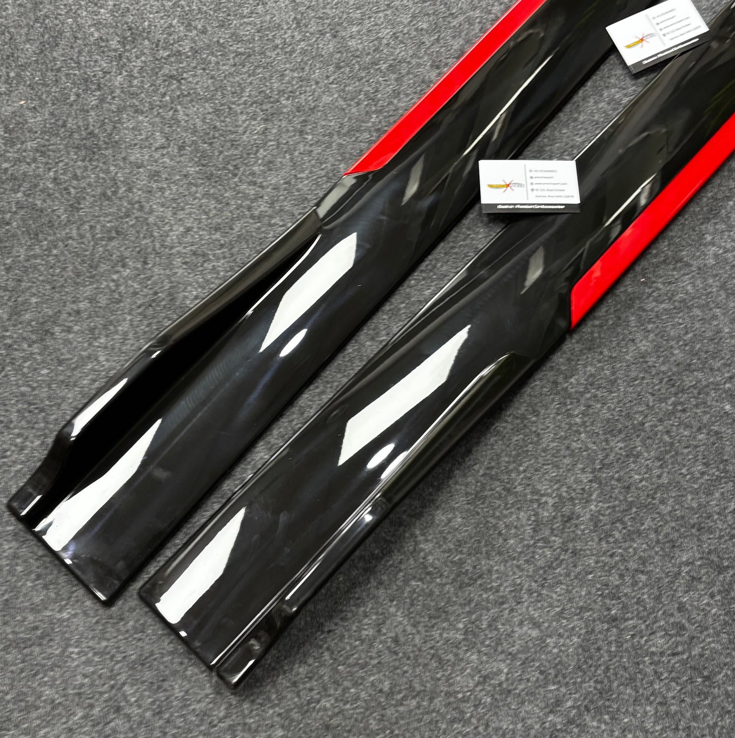 Universal Front 6 Piece Splitter Kit with Red Accents & Side Splitters | Sporty Body Kit Upgrade