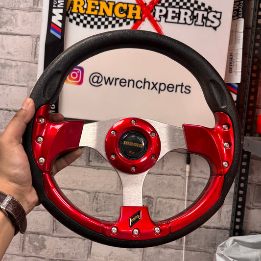 MOMO Round Steering Wheel (12 Inch) – With Hub | Universal Racing Style