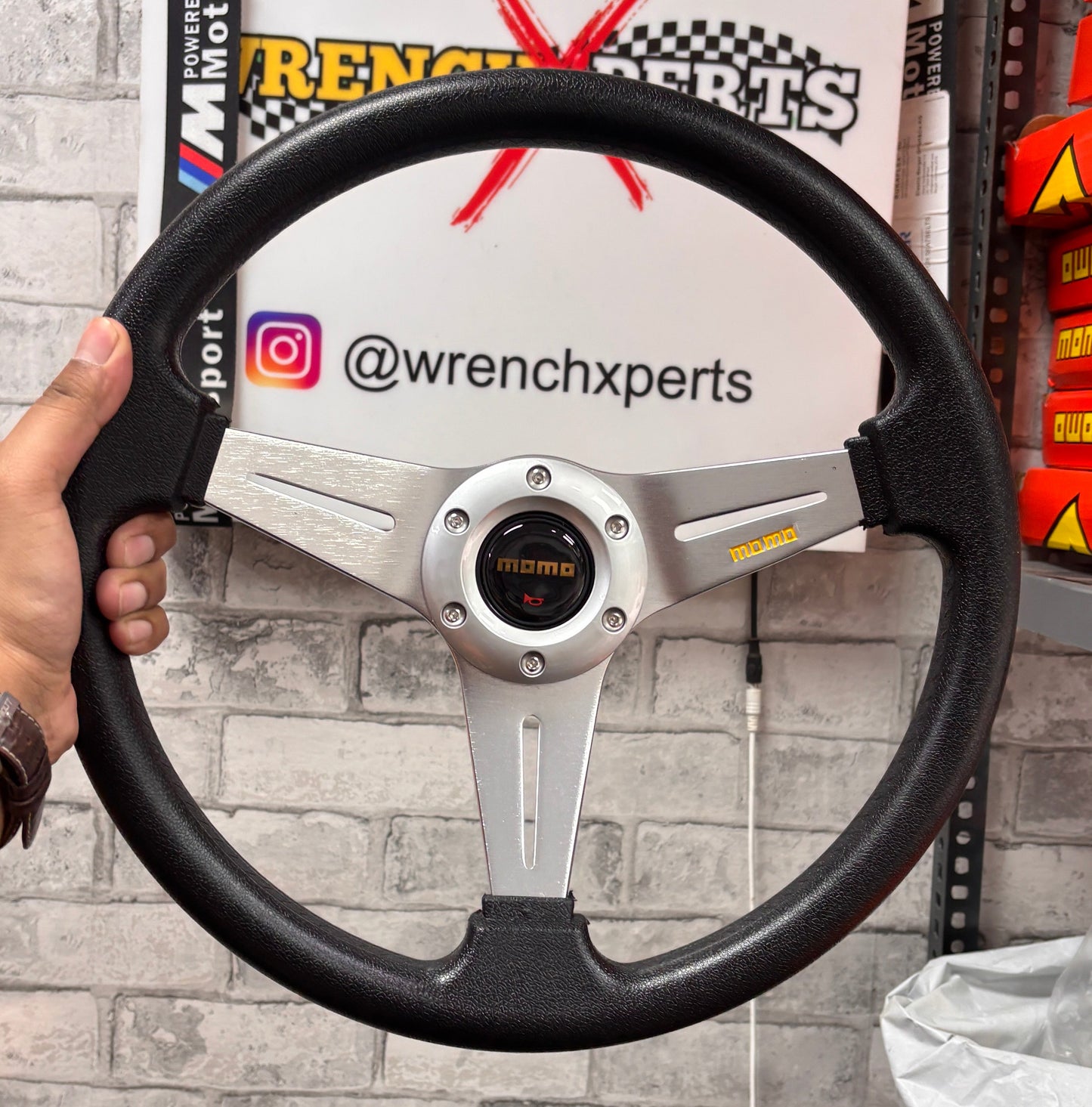 MOMO Flat 3-Spoke Steering Wheel | With Hub | Racing Inspired