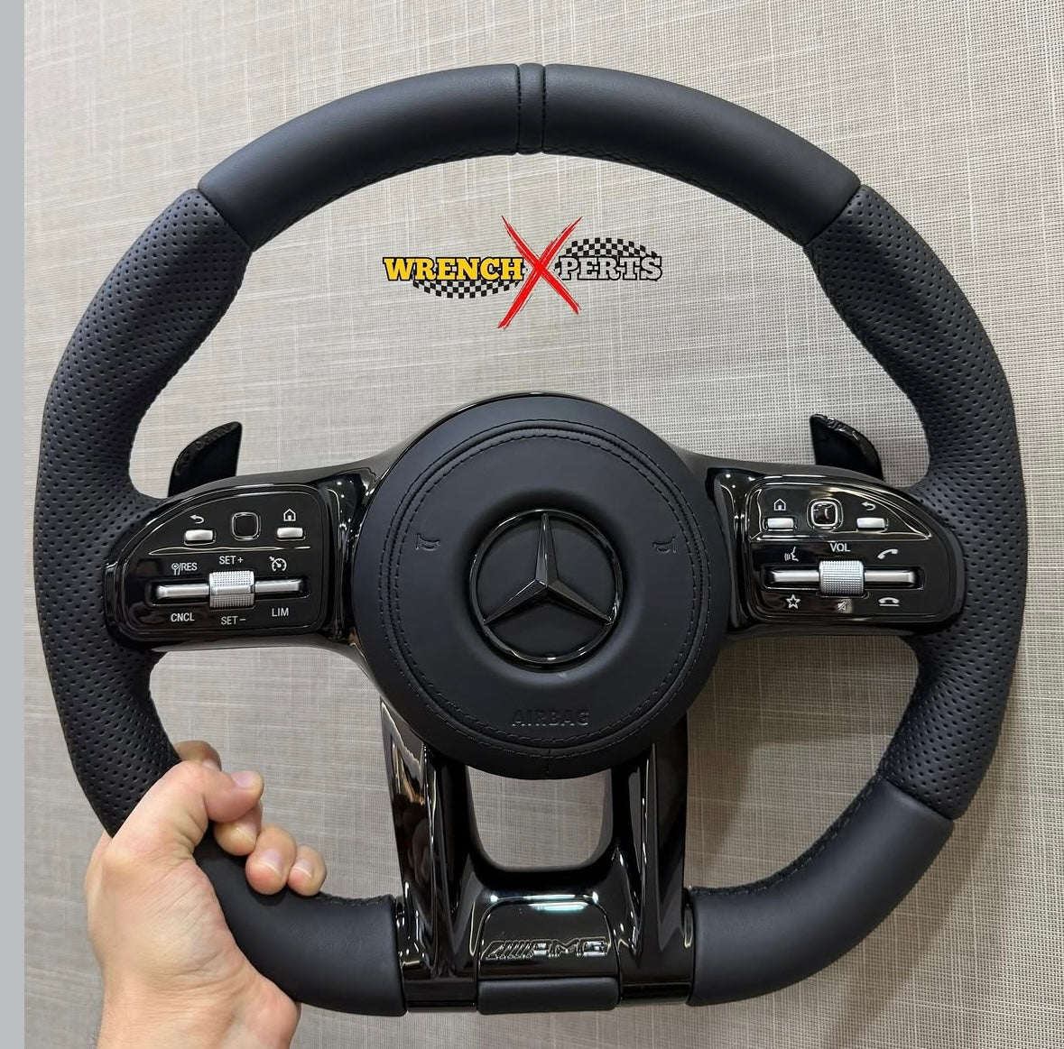 Mercedes AMG Leather Wrapped Steering Wheel | Flat Bottom | Premium Comfort & Sport Design | @wrenchxperts