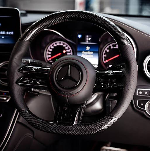Mercedes AMG Carbon Fiber Steering Wheel | Flat Bottom | Premium Interior Upgrade | @wrenchxperts