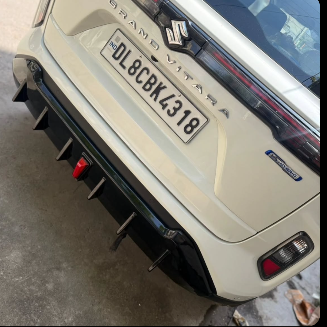 Grand Vitara / Hyryder Rear Diffuser with F1 LED Light | Sporty Bumper Lip Splitter | Premium Aftermarket Body Kit Upgrade