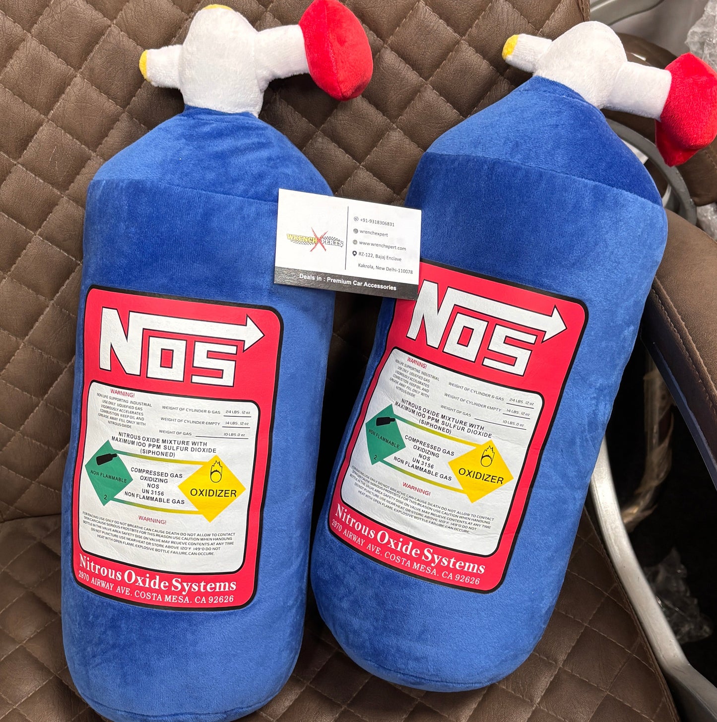 NOS Nitrous Bottle Pillow | Premium Car-Themed Decorative Cushion