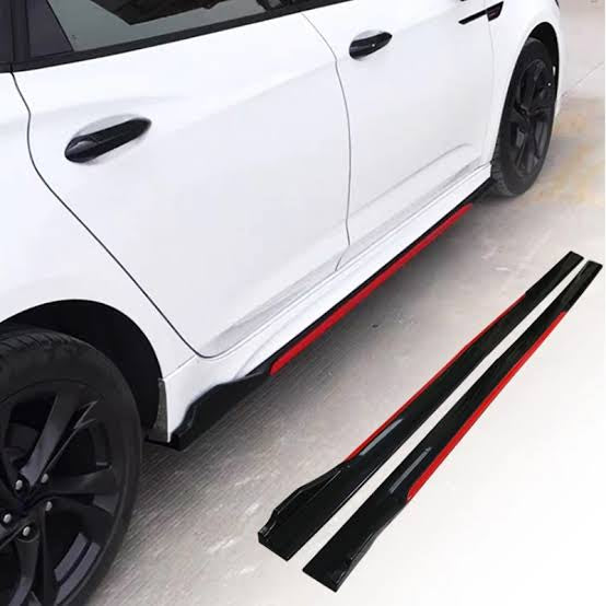 Universal 200cm Gloss Black with Red Accent Side Skirt Extension