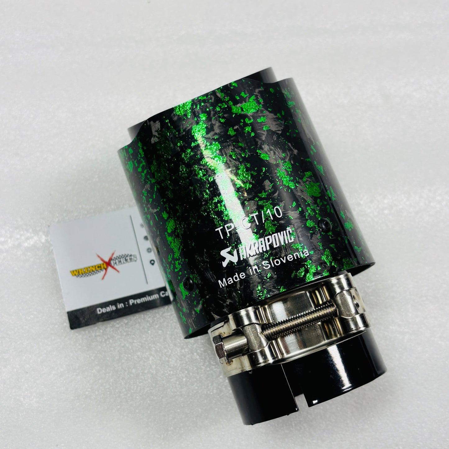 Akrapovic Exhaust Tip | Green Forged Carbon Single Tip