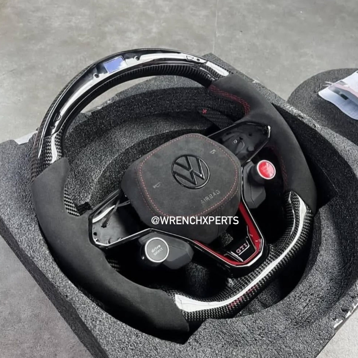 VW Virtus OG Carbon & Alcantara Finish Steering Wheel | with Paddle Shifters & Start Button