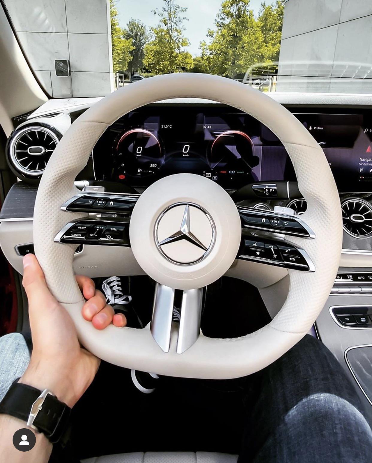 Mercedes AMG Cream Leather Wrapped Steering Wheel | Flat Bottom | Luxury Interior Upgrade| @wrenchxperts