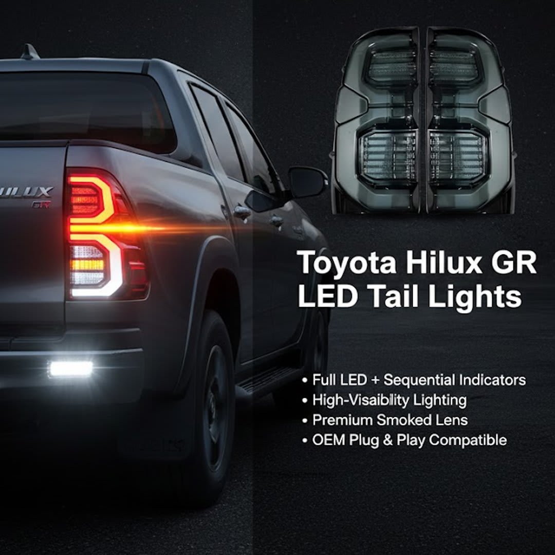 Toyota Hilux Full Smoked Tail Lights | Premium Aftermarket Pair