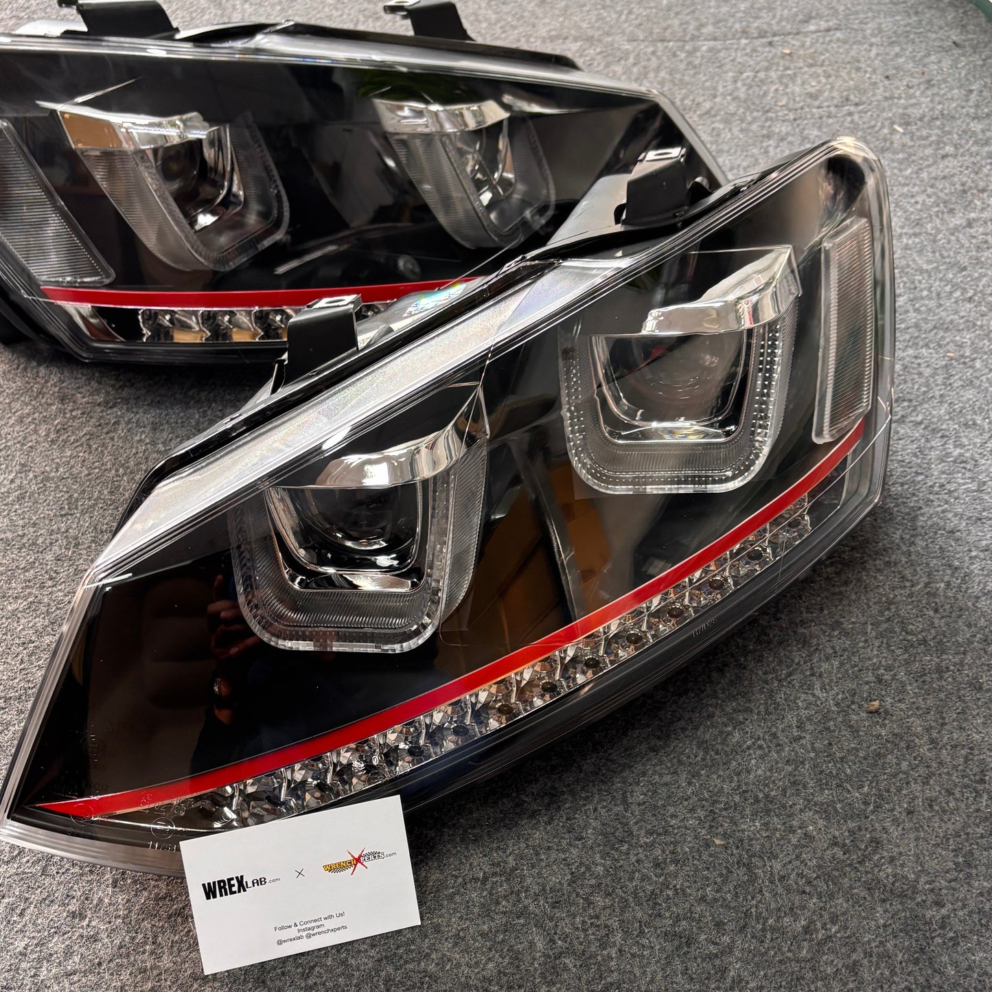 Polo UU Style Red Line Projector Headlights | Made In Taiwan