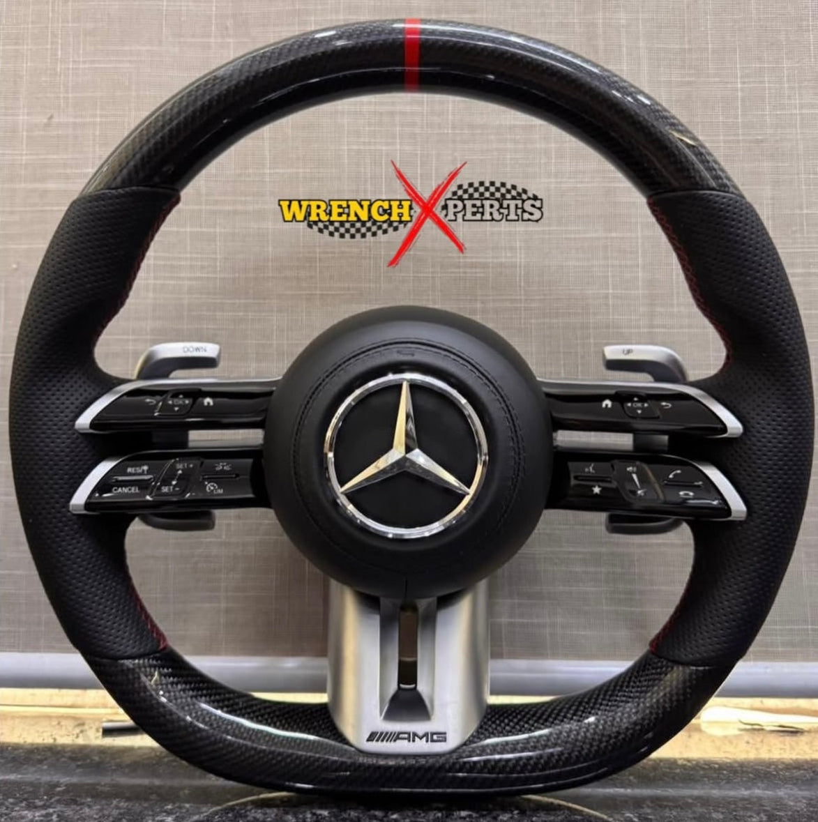 Mercedes AMG Carbon Fiber Steering Wheel | Flat Bottom | Premium Interior Upgrade | @wrenchxperts