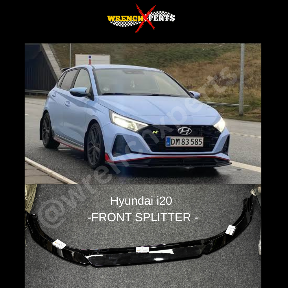 Hyundai i20 Front Lip Splitter | Sporty Front Bumper Lip | Premium ABS Gloss Black