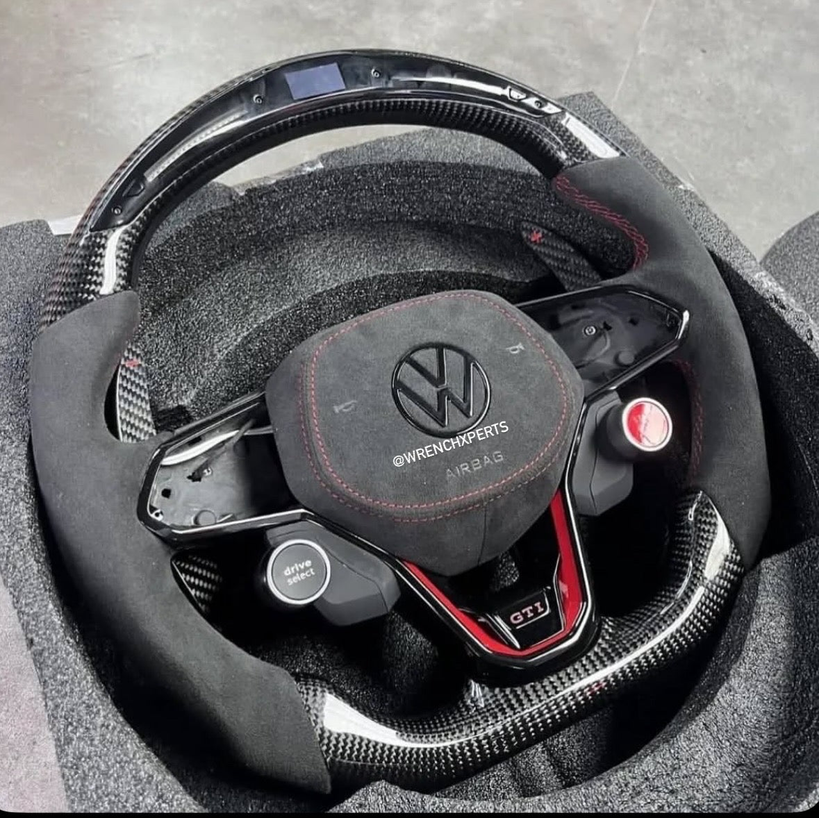 VW Virtus OG Carbon & Alcantara Finish Steering Wheel | with Paddle Shifters & Start Button