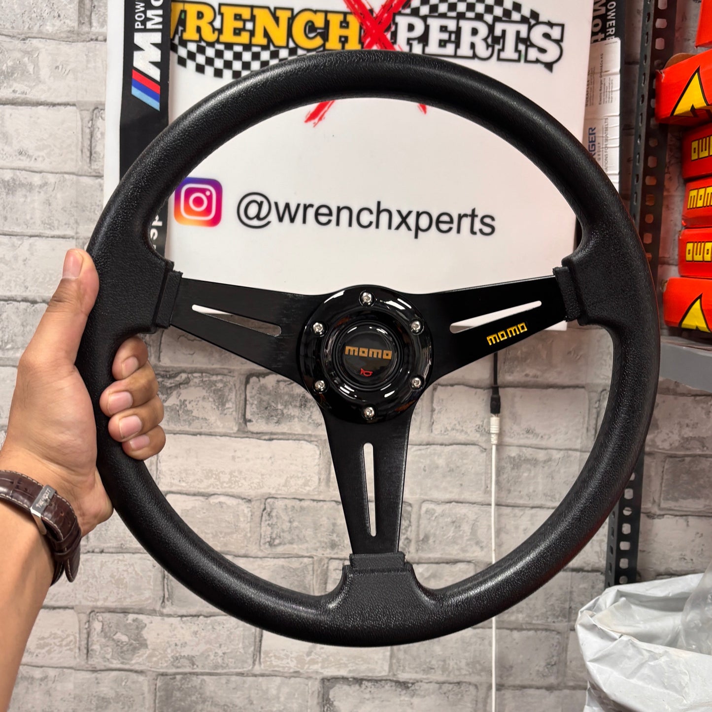 MOMO Flat 3-Spoke Steering Wheel | With Hub | Racing Inspired