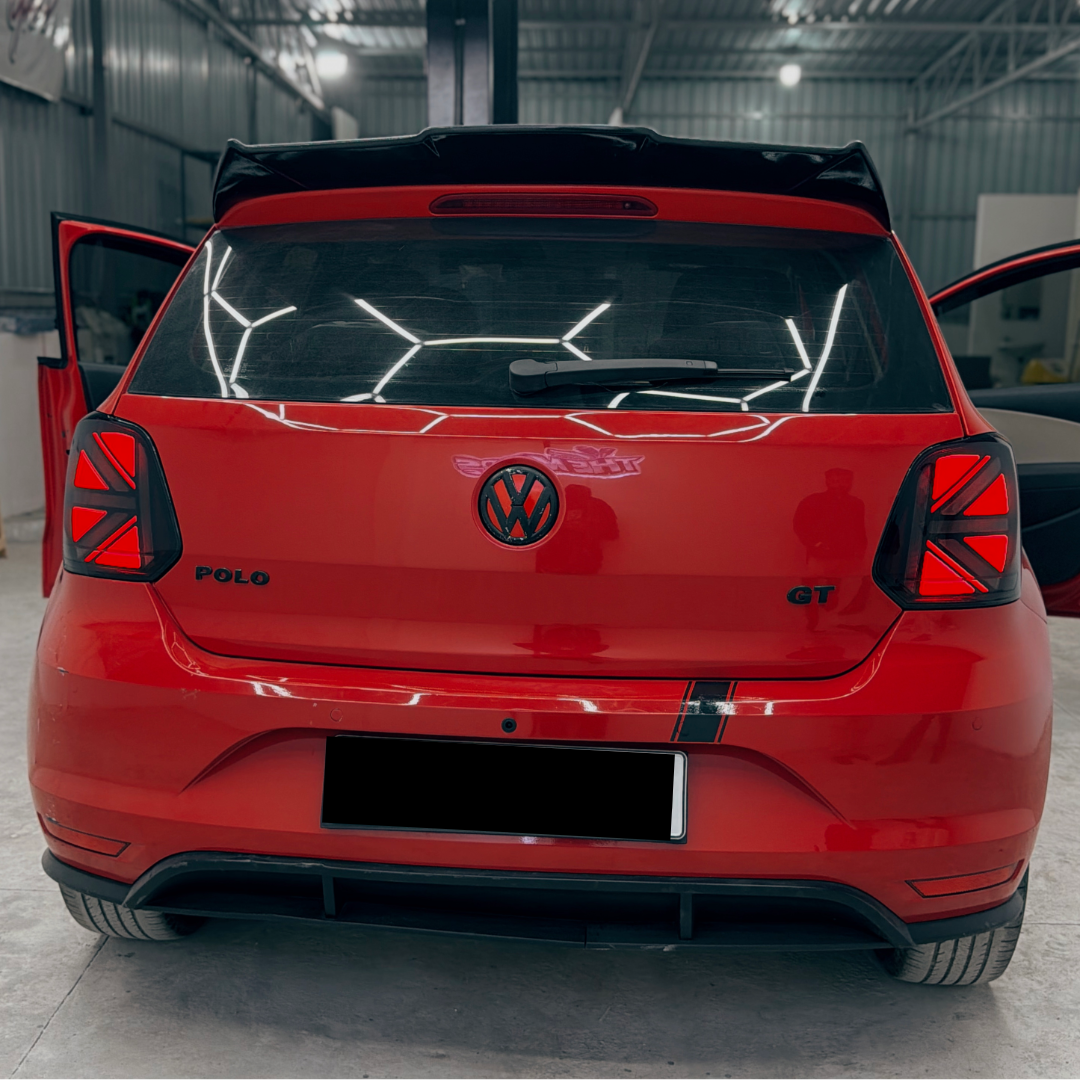 VW POLO Union-Style Tail Lights | Aftermarket Tail Lights With Welcome Feature Smoked+Red Finish