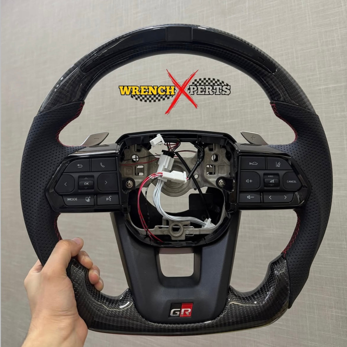 Toyota LC300 / Fortuner / Hilux GR Carbon Fiber Steering Wheel with Rev Indicator LED Display