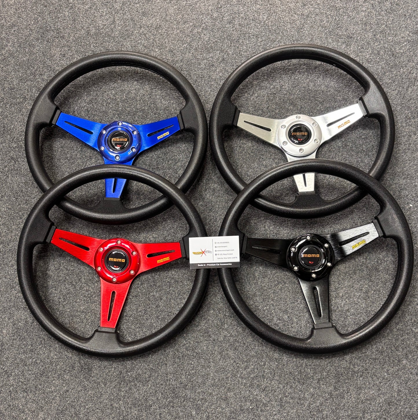 MOMO Flat 3-Spoke Steering Wheel | With Hub | Racing Inspired