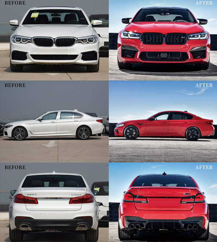 Bmw 5 Series G30 2017-2020 To G30 Lci F90 2021+ M5 M Sports Wide Upgrade Facelift Conversion Bodykit Bumper Hood Trunk Headlight Taillight CC-6343