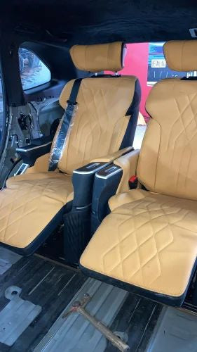 Car Recliner Seat in Tan & Black For Innova, Hycross, Fortuner, Carnival (PAIR)