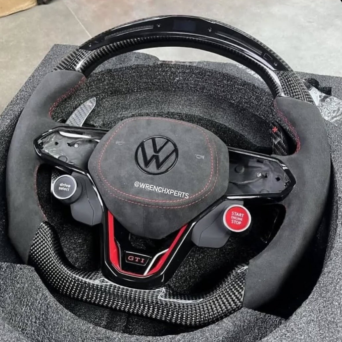 VW Virtus OG Carbon & Alcantara Finish Steering Wheel | with Paddle Shifters & Start Button