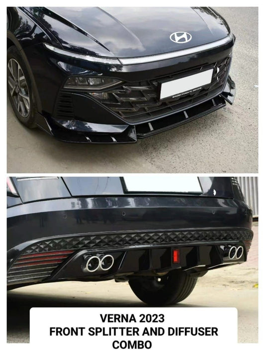 Hyundai Verna Splitter & Diffuser Combo | Aftermarket Sporty Upgrade Fits For 2023+ Models