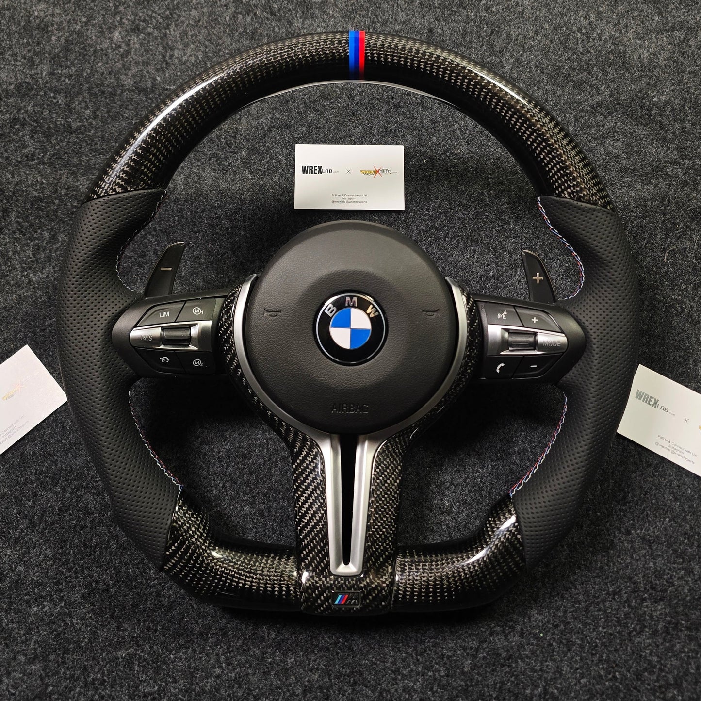 BMW 5 Series F10 Full Carbon Fiber Steering Wheel with Airbag (Big Hole) | Ultra Luxury Performance Upgrade OEM Fit