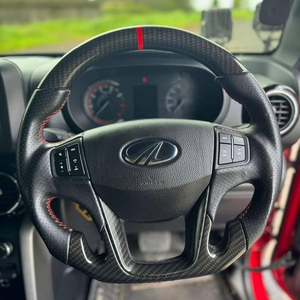 Mahindra Thar Carbon Finish Steering Wheel | Enhances Sporty interior Aesthetics
