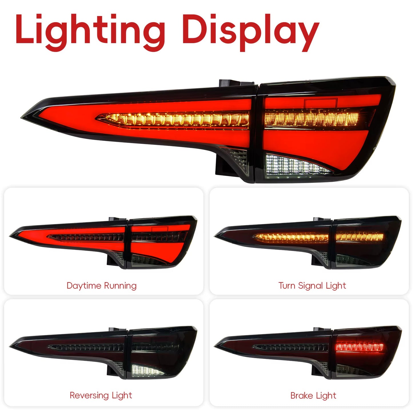 Toyota Fortuner Tail Lamps with Trunk Lights (Smoke & Red, 2016-2019)