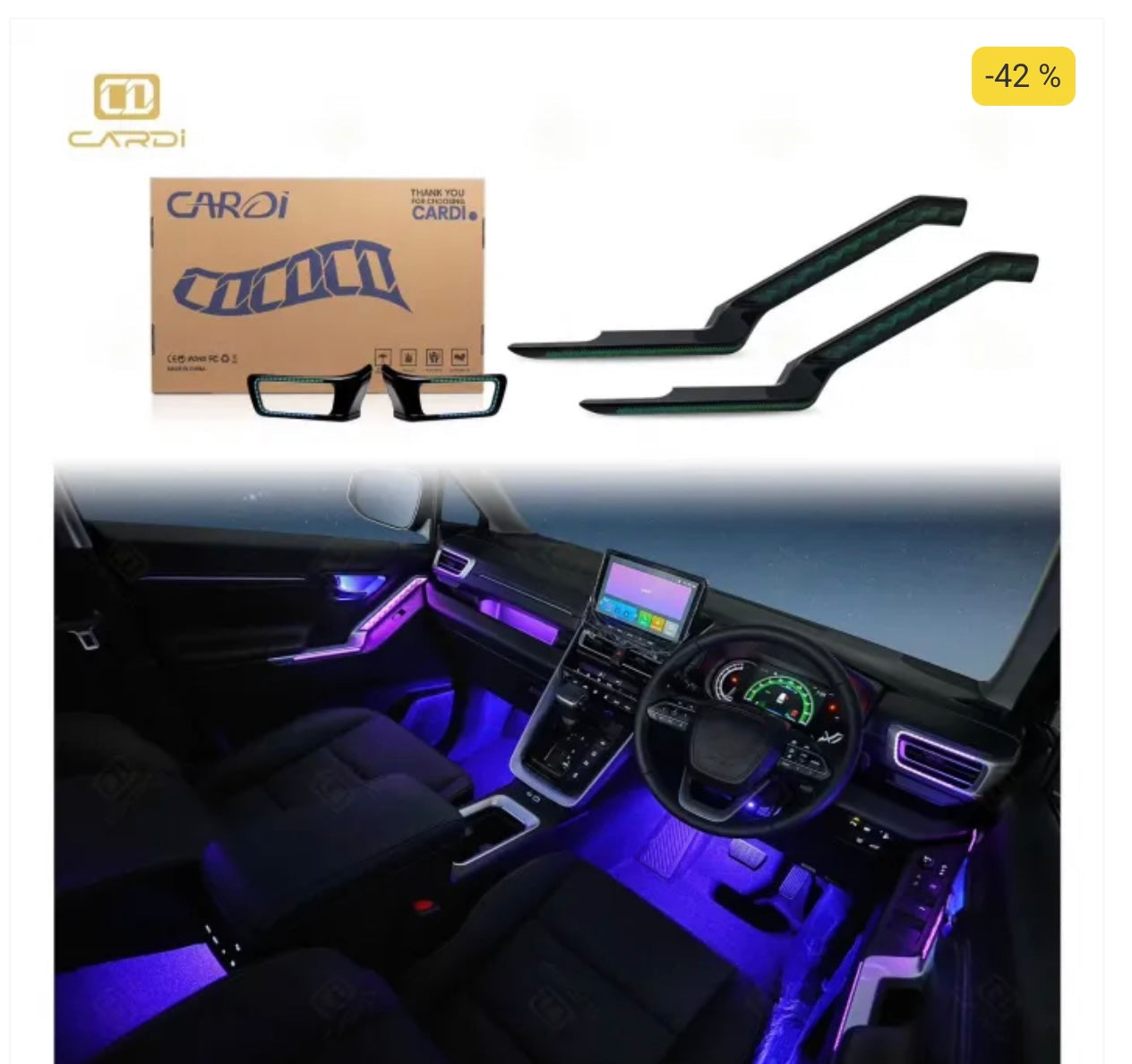 CARDI K4 OEM Ambient Light Kit | For Toyota Innova Hycross 2023 Onwards (17-Piece Set)