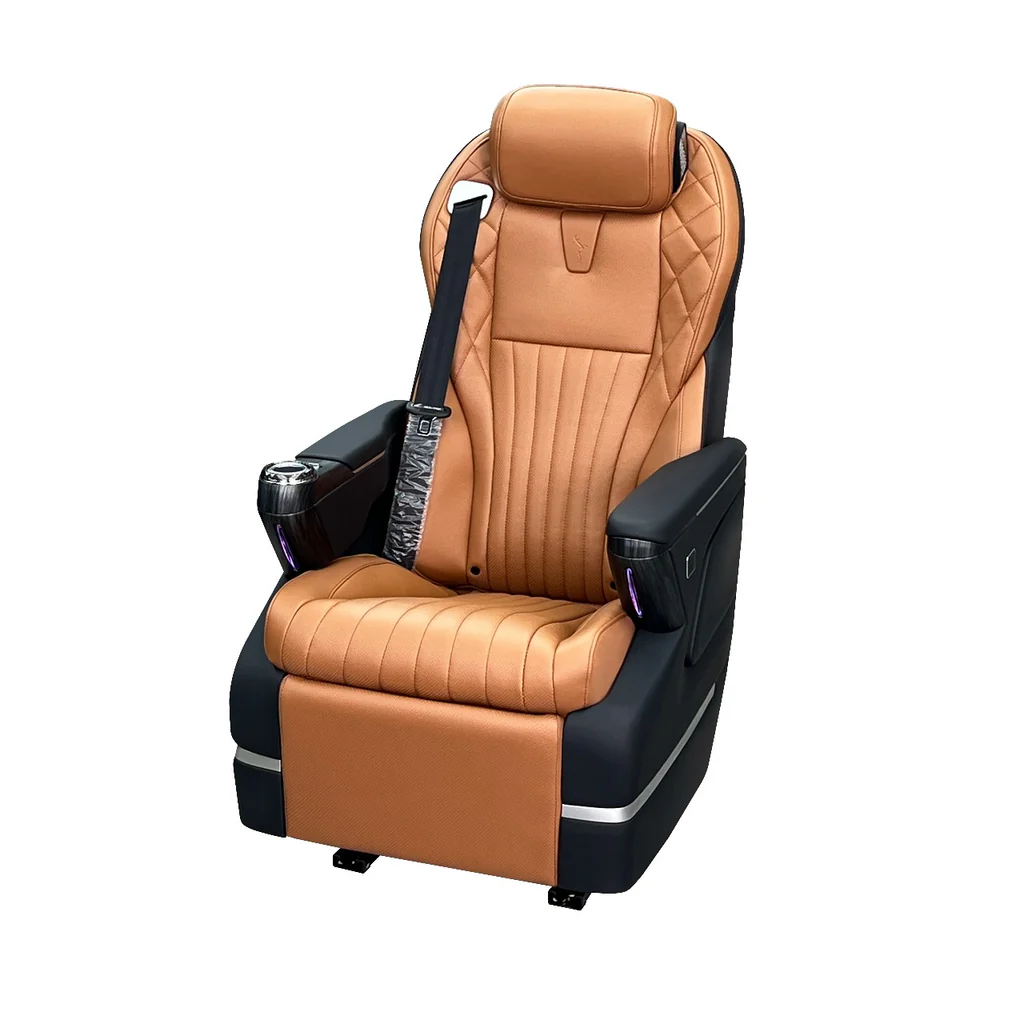 Car Recliner Seat in Tan & Black For Innova, Hycross, Fortuner, Carnival (PAIR)