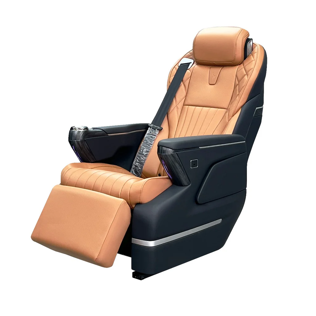 Car Recliner Seat in Tan & Black For Innova, Hycross, Fortuner, Carnival (PAIR)