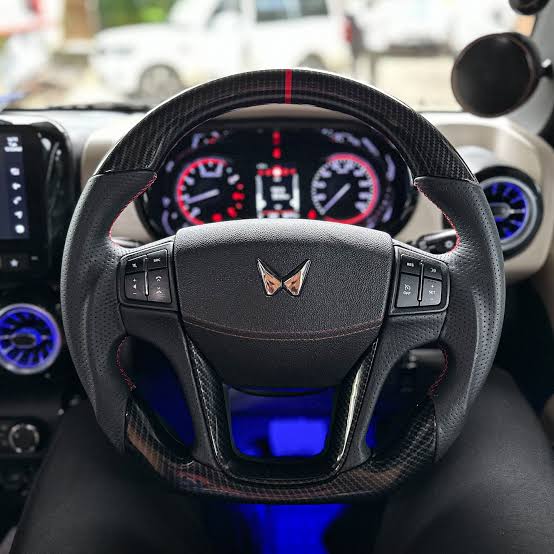 Mahindra Thar Carbon Finish Steering Wheel | Enhances Sporty interior Aesthetics