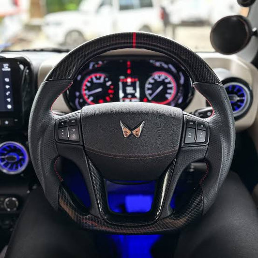Mahindra Thar Carbon Finish Steering Wheel | Enhances Sporty interior Aesthetics