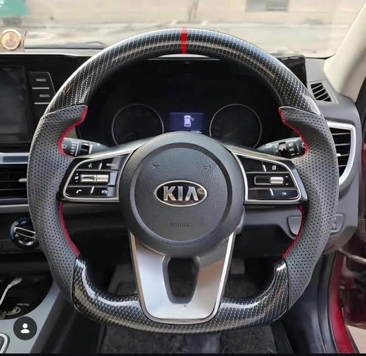 Carbon Fiber Finish Steering Wheel For Kia Seltos