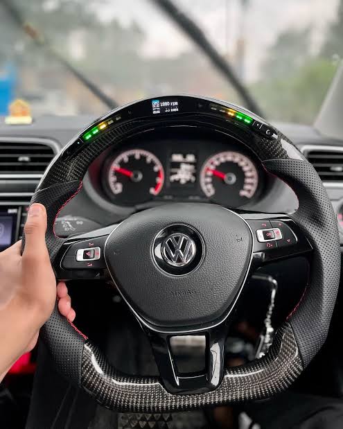 Volkswagen Polo Carbon Fiber Steering Wheel with Rev Lights