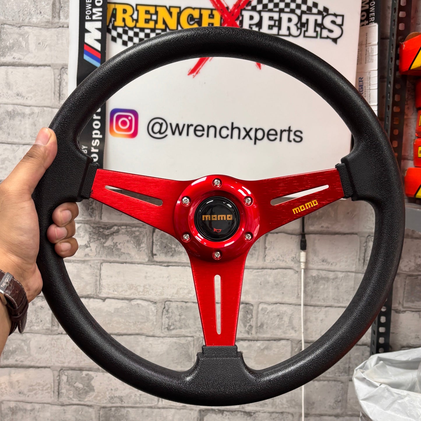 MOMO Flat 3-Spoke Steering Wheel | With Hub | Racing Inspired