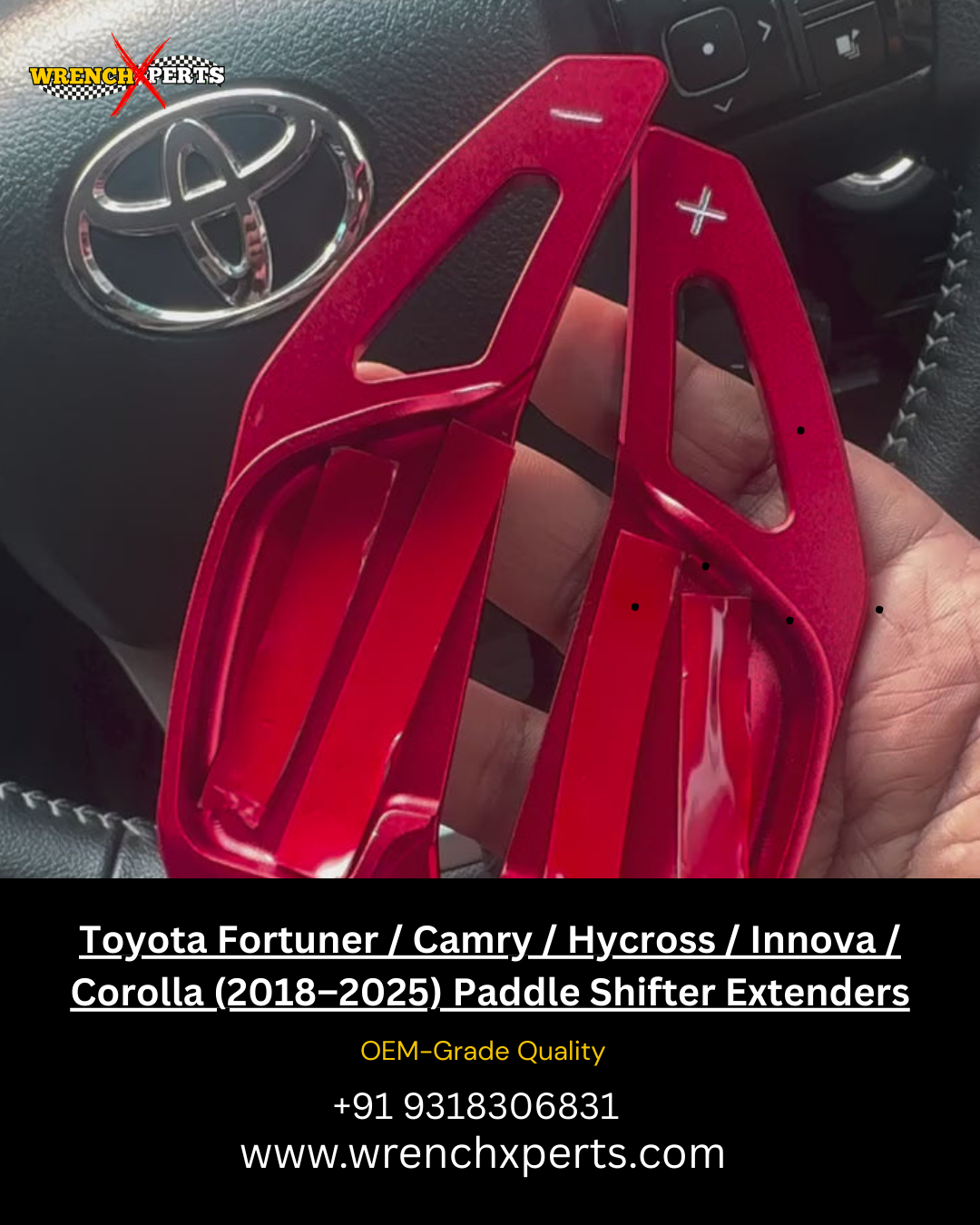 Toyota Fortuner / Camry / Hycross / Innova / Corolla (2018–2025) Paddle Shifter Extenders
