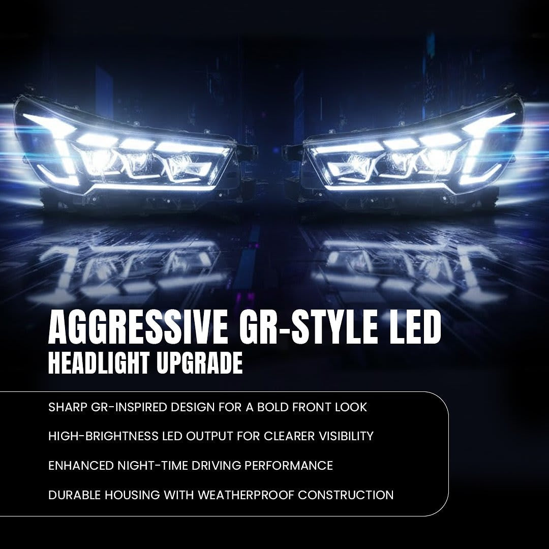 Toyota Hilux Projector Headlights with DRLs | GR-Sports Inspired