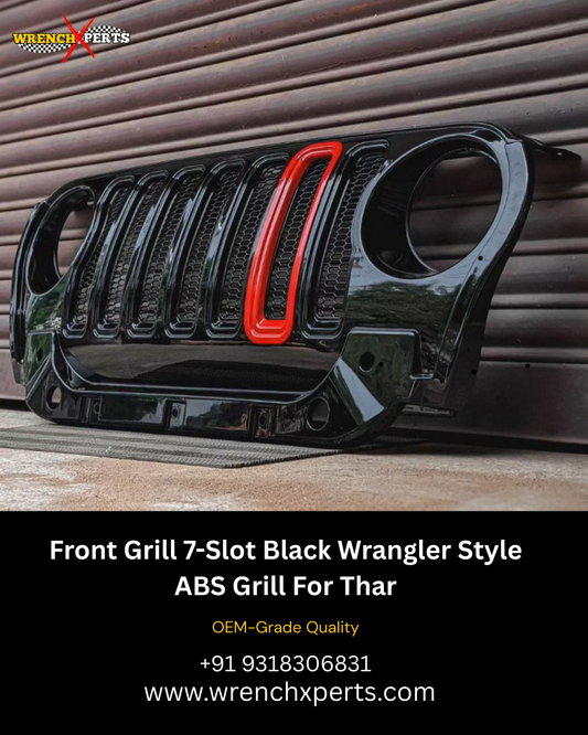 Front Grill 7-Slot Black Wrangler Style ABS Grill For Thar