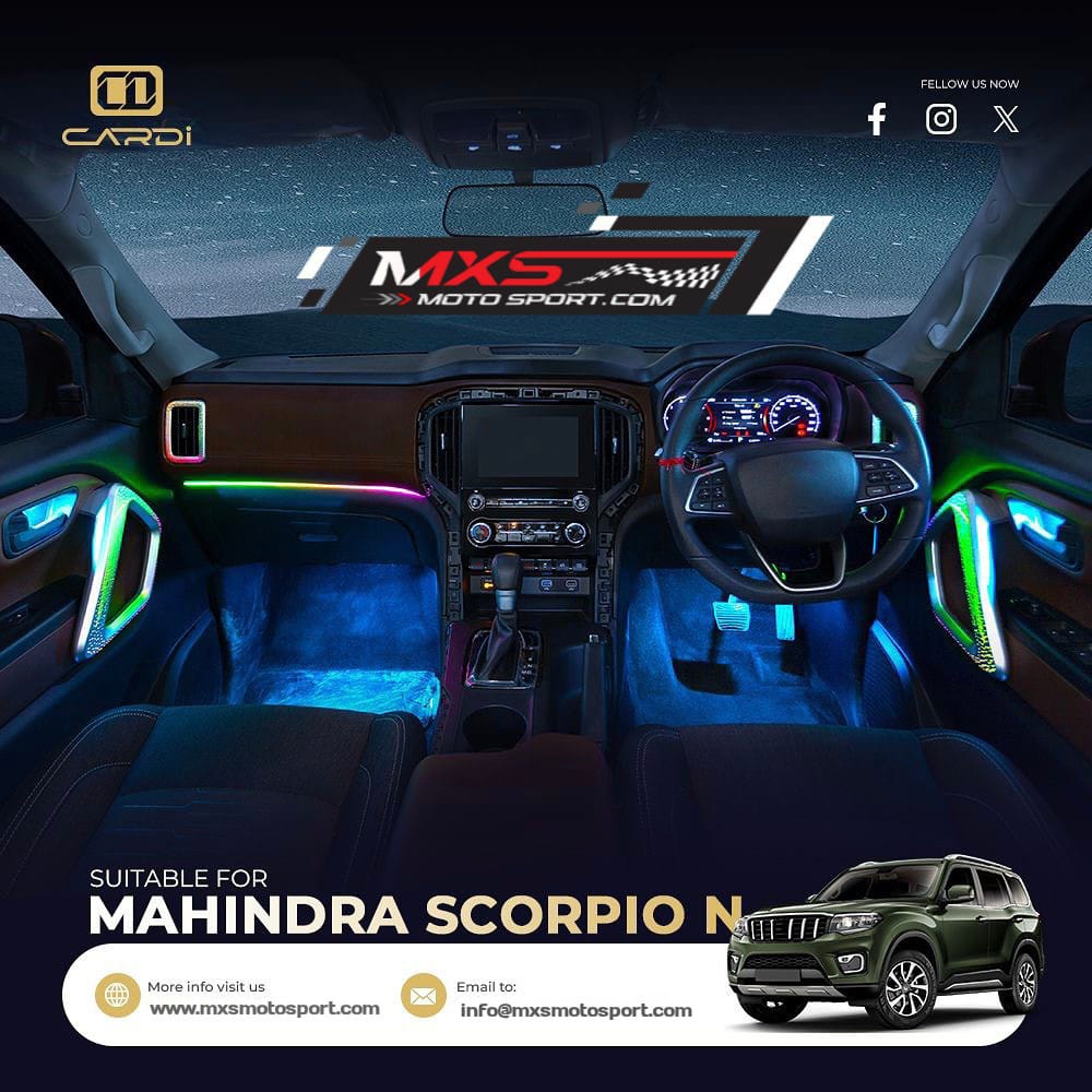 CARDI K4 OEM Ambient Lights With Black Panel For Mahindra Scorpio N 2022 Onwards - 18 Pieces