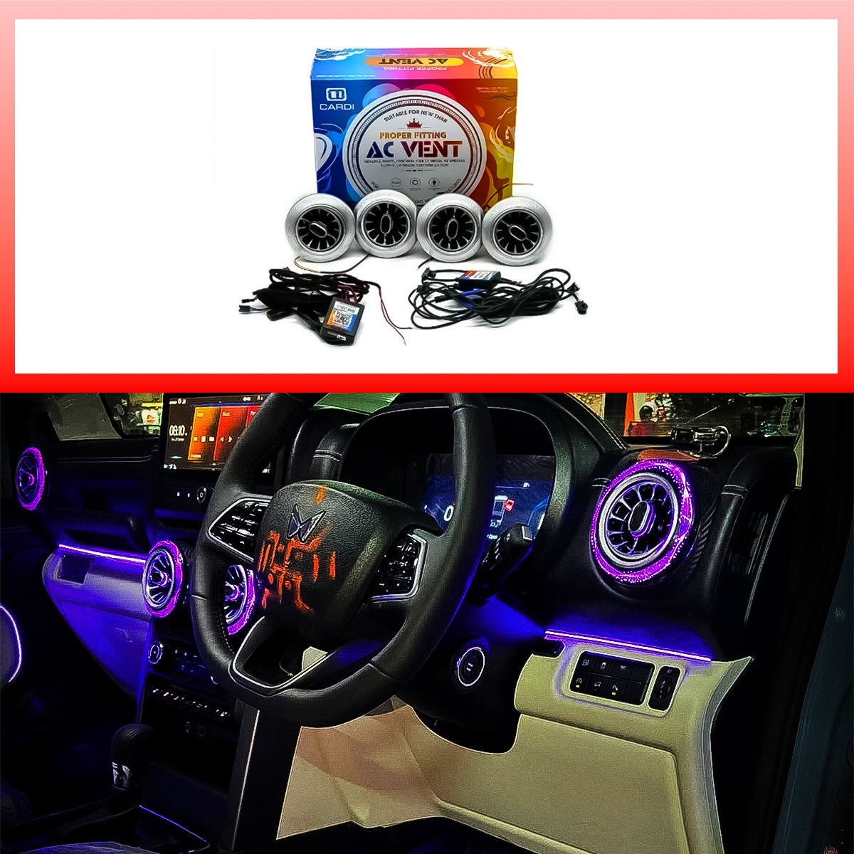 CARDI K4 Moving Star AC Vent Ambient Light For Mahindra Thar 2020 Onwards