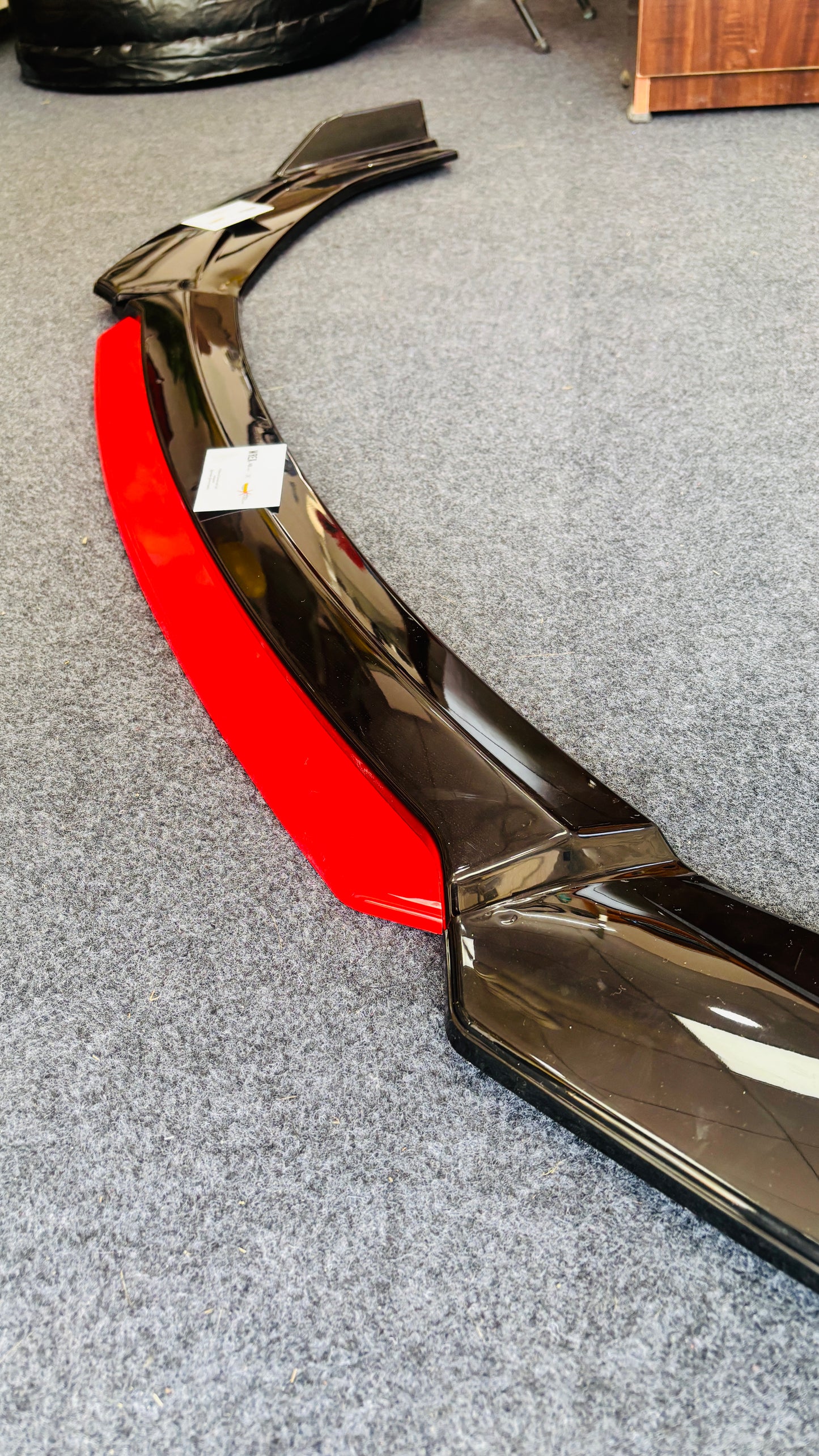 Universal 4 Pc Front Splitters with Red Lip | ABS