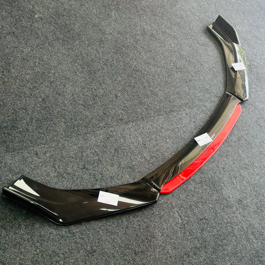 Universal 4 Pc Front Splitters with Red Lip | ABS