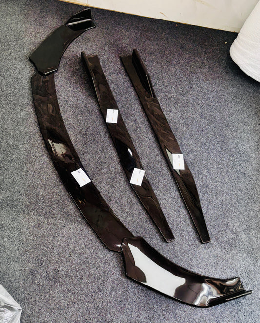 Universal 5 Pc Front Splitters & Side Skirts | Gloss Black | ABS