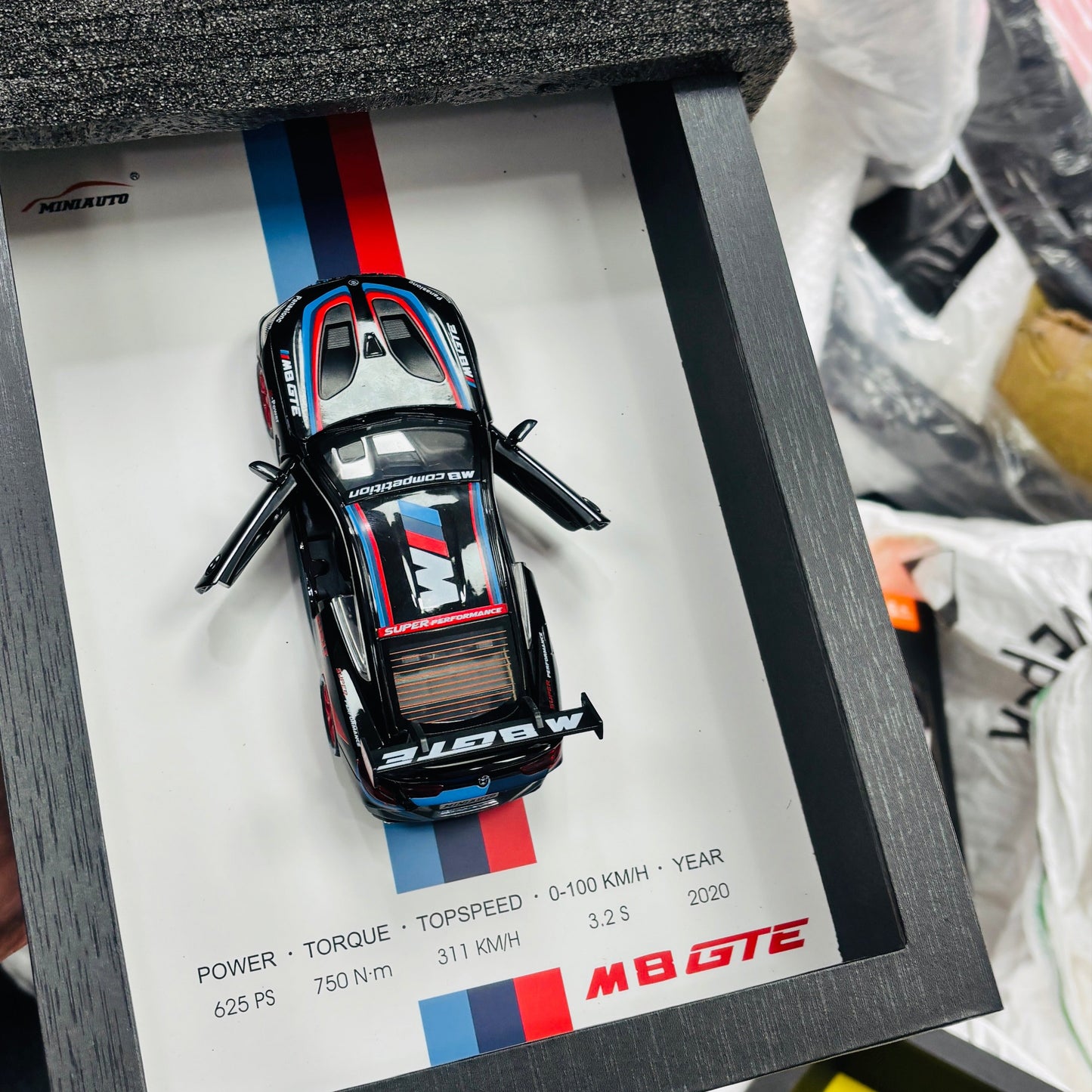 3D Car Frame Wall Art | Wooden Frame with Removable Die-Cast Cars