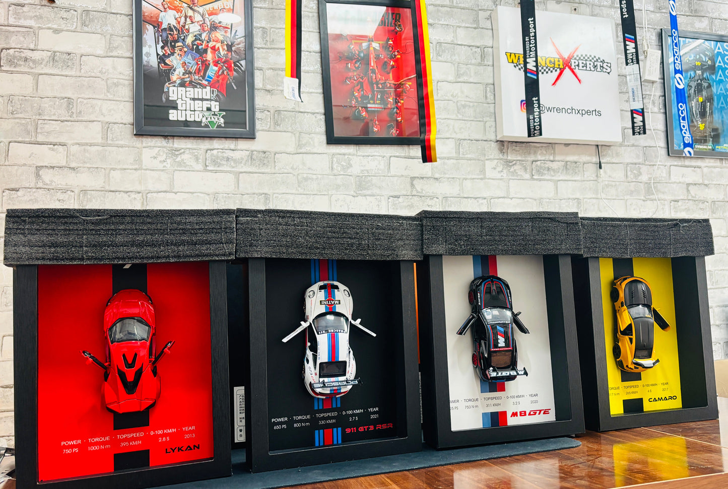 3D Car Frame Wall Art | Wooden Frame with Removable Die-Cast Cars