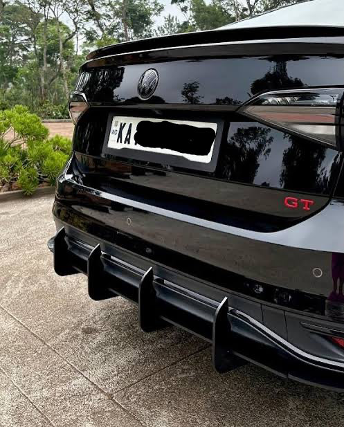Slavia Rear Diffuser Kit Volkswagen Virtus / Skoda Slavia 4 Fin Diffuser| Rear Bumper Diffuser ...