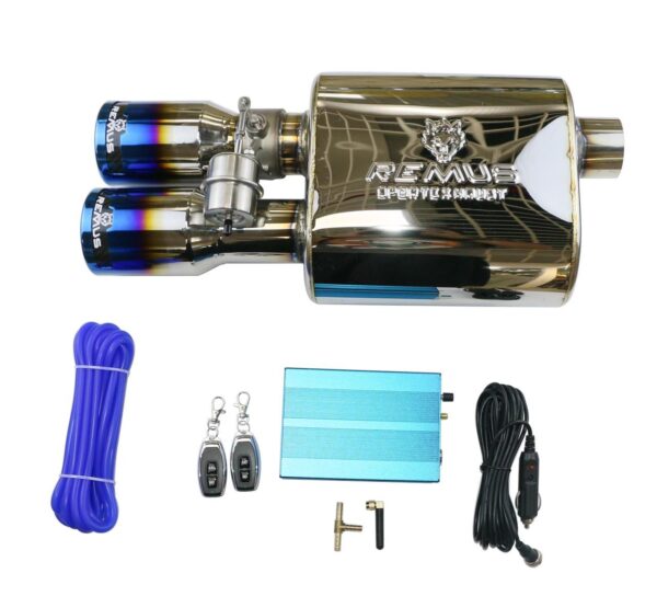 Remus Valvetronic Dual Blue Tip Titanium Carbon Exhaust System On/Off Function With 2 Remote Control