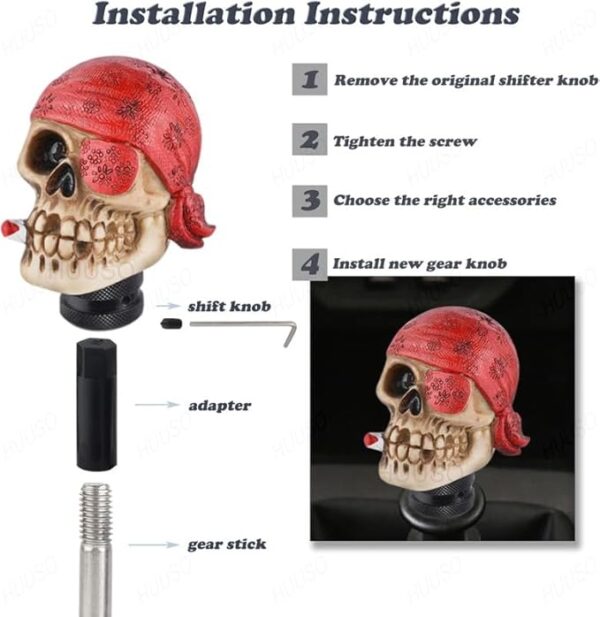 One-Red Eyed Pirate Skull Gear Knob - Image 2