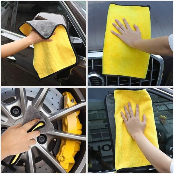 Heavy Microfiber Cloth for Car Cleaning and Detailing, Double Sided, Extra Thick Plush Microfiber Cloth, Lint-Free, 800 GSM  (PACK OF 3) - Image 3